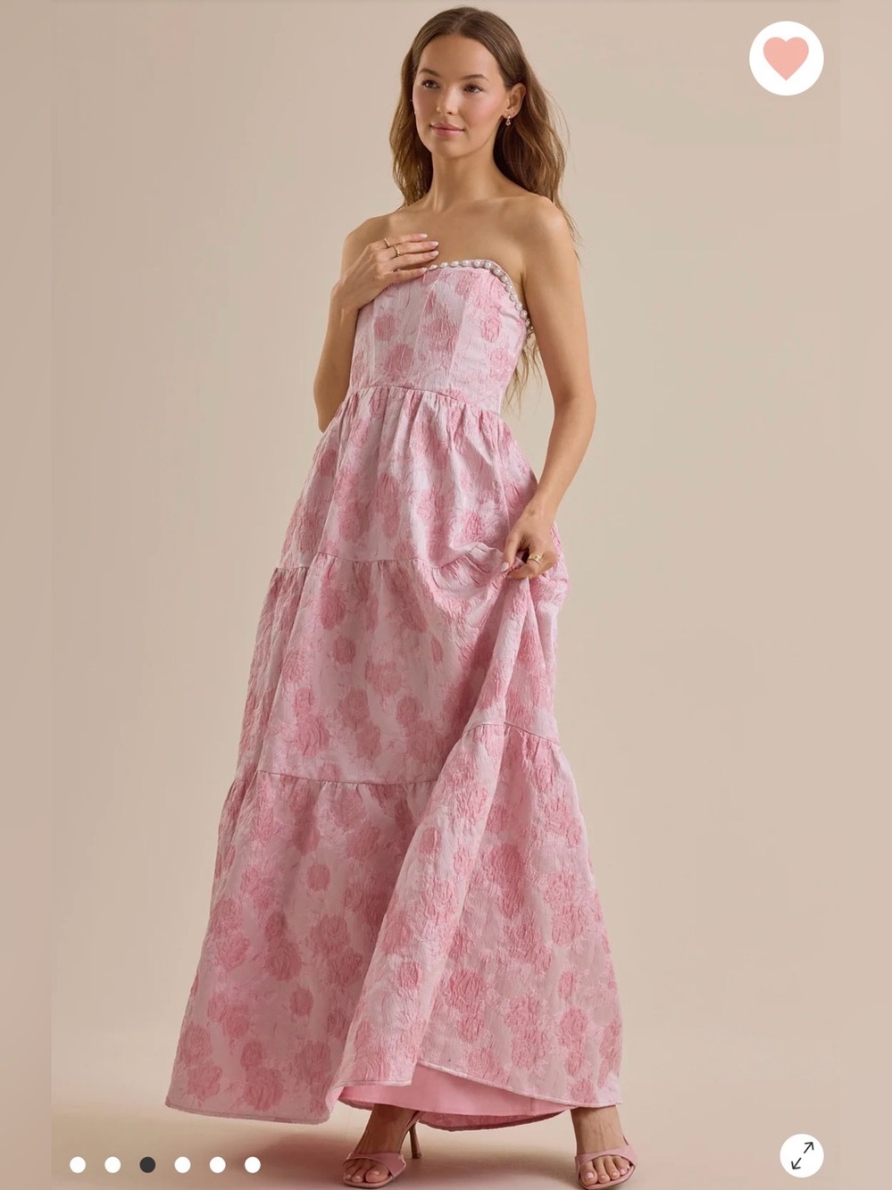 Altar'd State Pink Strapless Tiered Maxi Dress